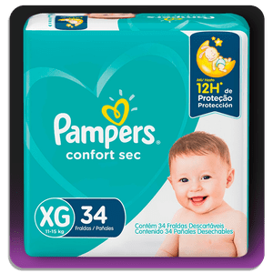 Fralda Pampers Confort Sec XG 34un