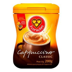 Cappuccino 3 Corações Classic Pote 200g