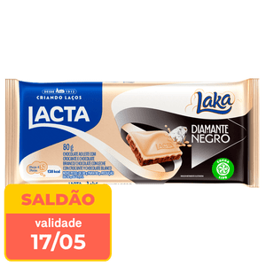 Chocolate Lacta Diamante Negro Laka 80g  - data próx