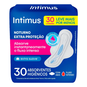 Absorvente Intimus Noturno Suave com abas 30un