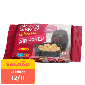 Pão de Linguiça Calabresa Zinho p/ Air Fryer Tradicional 300g - data próx