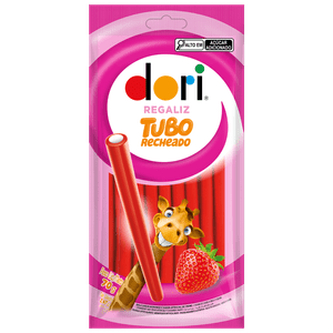 Bala Dori Regaliz Tubo Recheado Morango 70g