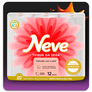 Papel Higiênico Neve Toque de Seda Folha Dupla 20m c/12 rolos