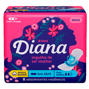 Absorvente Diana Normal Suave sem abas 8un