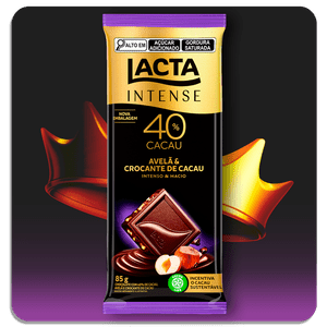 Chocolate Lacta 40% Cacau Avelã e Crocante de Cacau 85g