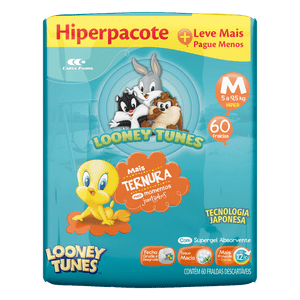 Fralda Looney Tunes Hiper M 60un