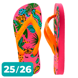 Chinelo Havaianas Kids Top Fashion Rosa Flux/Amarelo Pop 25/26