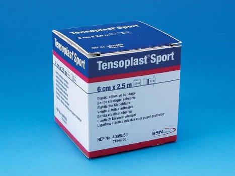 Tensoplast sport, klæbende bind, kort stræk, latexfri, 6 cm x 2,5 m