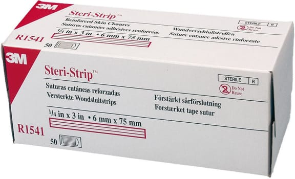 Steri-Strip, suturtape hvid, forstærket, steril, 6 mm x 75 mm