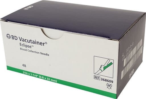 BD Eclipse, sikkerhedskanyle, grøn, safety-lok, steril, 21G x 1 1/4in, 0,8 mm x 30 mm