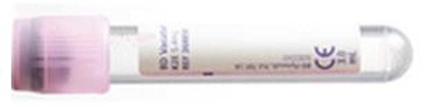 Vacutainer, glas, lilla, K2EDTA, 5/3 ml