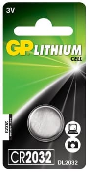 GP, knapcellebatteri, lithium 3V, CR2032