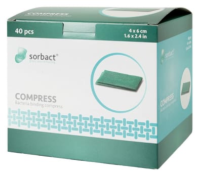 Sorbact, kompres, acetatvæv, steril, 4 cm x 6 cm
