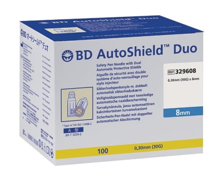 BD Autoshield, penkanyle duo, steril, 8 mm x 0,30 mm (30G)