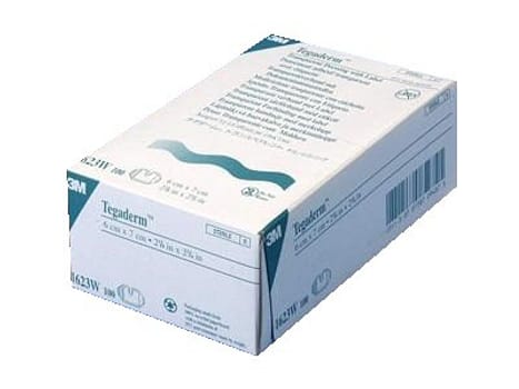 Tegaderm film IV, kanyleforbinding m/ramme+label, steril, 6 cm x 7 cm