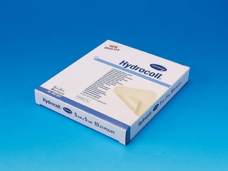Hydrocoll Standard, hydrocolloid bandage med affasende kanter, steril, 5 cm x 5 cm
