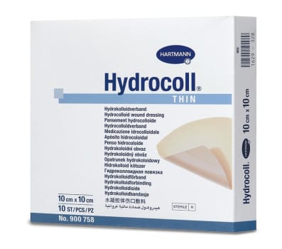Hydrocoll Thin, hydrocolloid bandage, tynd, steril, 10 cm x 10 cm
