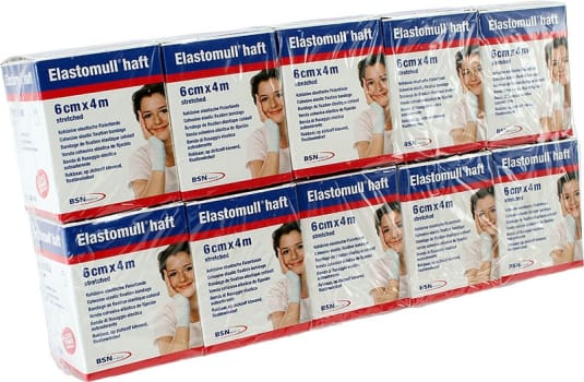 Elastomull Haft, selvhæftende gazebind, 6 cm x 4 m