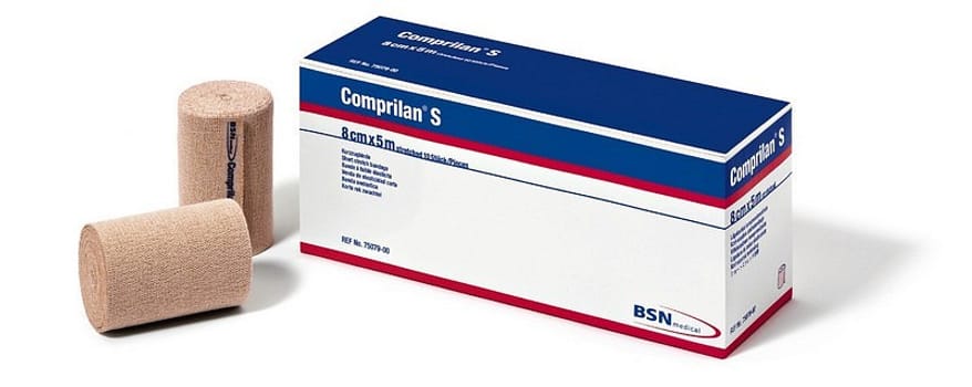 Comprilan S, kortstræksbind, fin, 100 % bomuld, 6 cm x 5 m