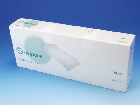 Mepore, plaster med sårpude 5 x 20 cm, steril, 9 cm x 25 cm