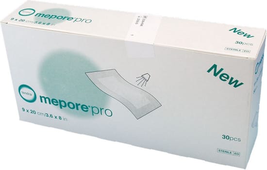 Mepore Pro, væsketæt plaster med sårpude 5 x 15 cm, steril, 9 cm x 20 cm