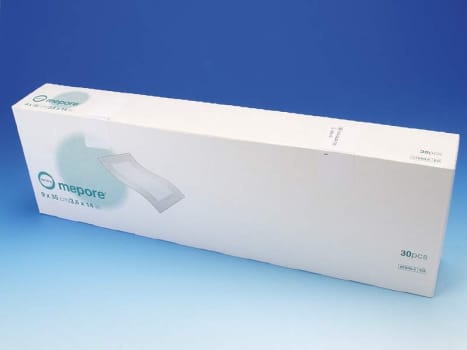 Mepore, plaster med sårpude 5 x 30 cm, steril, 9 cm x 35 cm