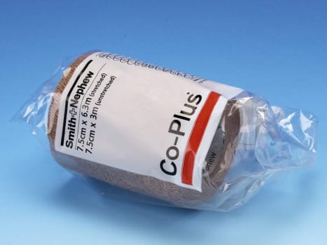 Co-Plus, selvhæftende bind, beige, 7,5 cm x 3 m