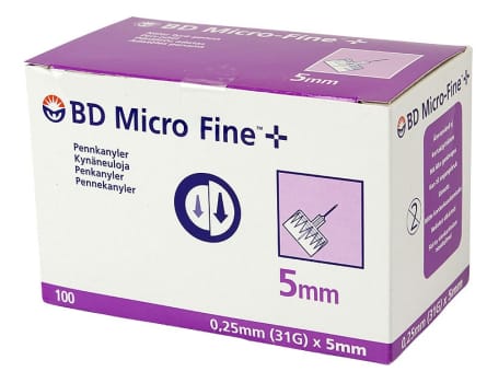 BD, penkanyle, steril, 5 mm x 0,25 mm (31G)