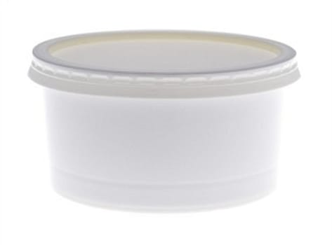 Mediq, protesebæger incl. låg, hvid polypropylen, 270 ml