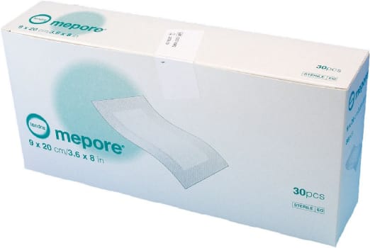 Mepore, plaster med sårpude 5 x 15 cm, steril, 9 cm x 20 cm