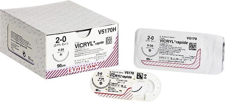 Ethicon Vicryl Rapid, sutur, ufarvet, 45 cm med FS-2S nål, steril, 4-0