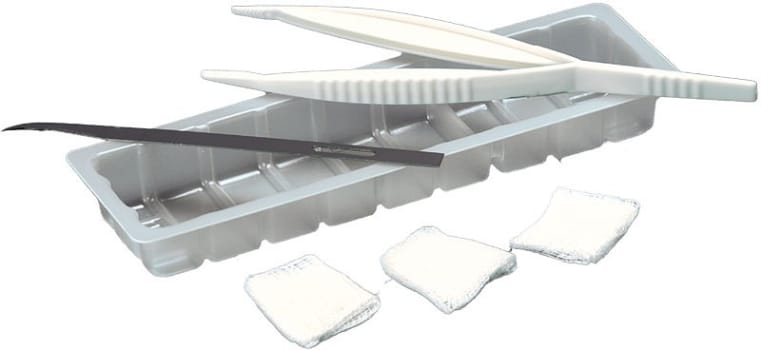 Suturfjerningssæt, med suturkniv, plastpincet, kompres, steril