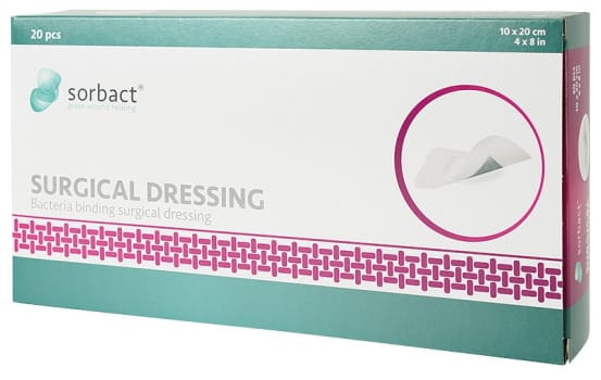 Sorbact Surgical, bandage, sårpude 5x15cm, steril, 10 cm x 20 cm