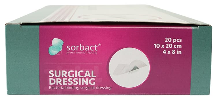 Sorbact Surgical, bandage, sårpude 5x15cm, steril, 10 cm x 20 cm