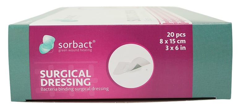 Sorbact Surgical, bandage, sårpude 4x11cm, steril, 8 cm x 15 cm
