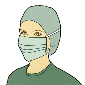 Barrier, maske, grøn, kopform, type II, bindebånd