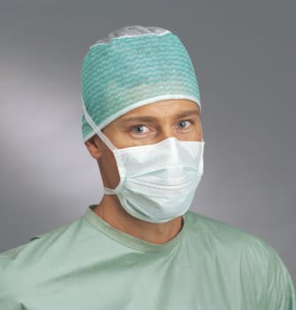 Barrier, maske, dugfri, grøn med kopform, II, bindebånd