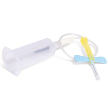 Vacutainer, blå, safety-lok, combo, 18 cm slange, steril, 23G x 3/4in, 0,6 mm x 19 mm