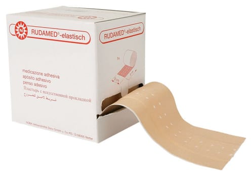 Rudamed, elastisk lærredsplaster med kompres, beige, 8 cm x 5 m