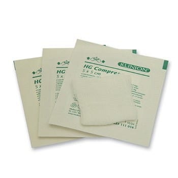 Klinion, gaze kompres, 8 lag, brev a 5 stk., steril, 5 cm x 5 cm