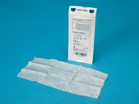 Surgicel, inORIGINALinhæmostatisk cellulose kompres, steril, 10 cm x 20 cm
