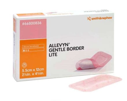 Allevyn Gentle Border Lite, Skumbandage, steril, 5,5 cm x 12 cm