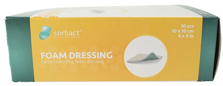 Sorbact Foam, skumbandage med Sorbact, steril, 10 cm x 10 cm