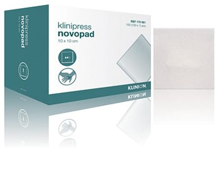Klinipress Novopad, med perforeret PE på begge sider, steril, 5 cm x 5 cm