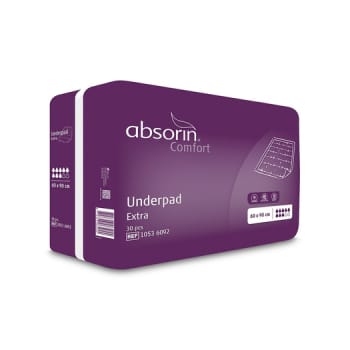 Absorin Comfort, underlag engangs, dag/ nat, lilla, 2000 ml, 60 cm x 90 cm