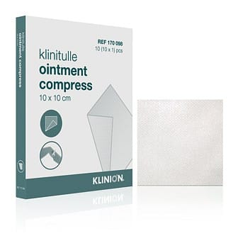 Klinitulle, non woven paraffin salvekompres, steril, 10 cm x 10 cm