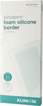 Kliniderm Foam Silikone Border, skumbandage, steril, 10 cm x 30 cm