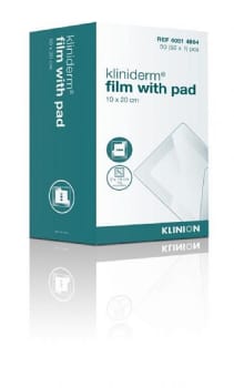 Kliniderm Film, med sårpude 5x15cm, steril, 10 cm x 20 cm