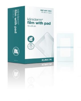 Kliniderm Film, med sårpude 5x15cm, steril, 10 cm x 20 cm