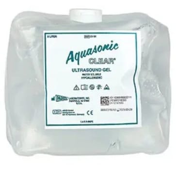 Aquasonic clear, ultralydsgel, cubitainer, m. påfyldningsflaske, 5 l